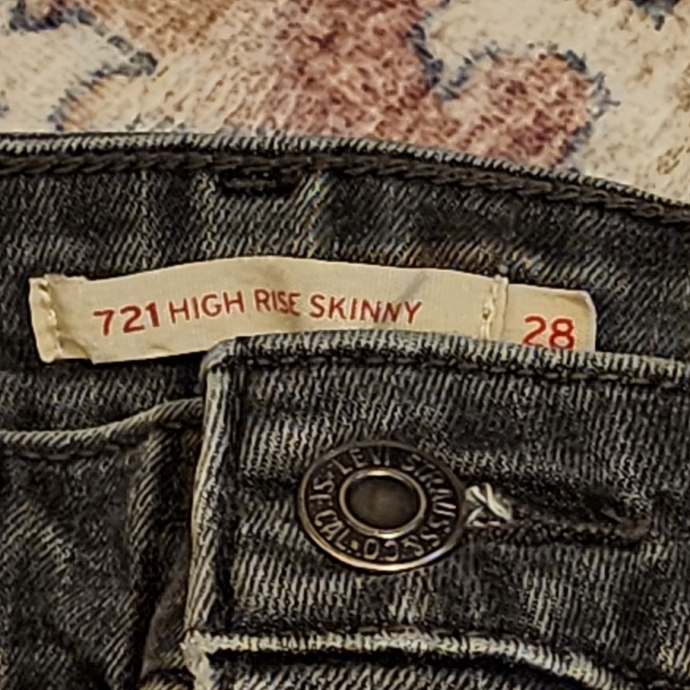 Levis 721 High Rise Skinny Jeans Flag Stone Gray Size W28 L32 - Picture 6 of 14